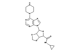 Image of N-cyclopropyl-6-(6-piperazinopurin-9-yl)-3a,4,6,6a-tetrahydrofuro[3,4-d][1,3]dioxole-4-carboxamide