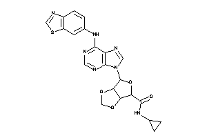 Image of 6-[6-(1,3-benzothiazol-6-ylamino)purin-9-yl]-N-cyclopropyl-3a,4,6,6a-tetrahydrofuro[3,4-d][1,3]dioxole-4-carboxamide
