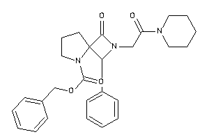 Image of 3-keto-2-(2-keto-2-piperidino-ethyl)-1-phenyl-2,5-diazaspiro[3.4]octane-5-carboxylic Acid Benzyl Ester