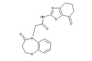 Image of N-(7-keto-5,6-dihydro-4H-1,3-benzothiazol-2-yl)-2-(4-keto-2,3-dihydro-1,5-benzoxazepin-5-yl)acetamide