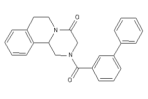 Image of 2-(3-phenylbenzoyl)-3,6,7,11b-tetrahydro-1H-pyrazino[2,1-a]isoquinolin-4-one