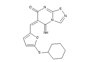Image of 6-[[5-(cyclohexylthio)-2-furyl]methylene]-5-imino-[1,2,4]thiadiazolo[4,5-a]pyrimidin-7-one