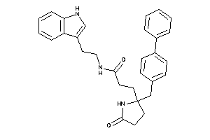 Image of N-[2-(1H-indol-3-yl)ethyl]-3-[5-keto-2-(4-phenylbenzyl)pyrrolidin-2-yl]propionamide