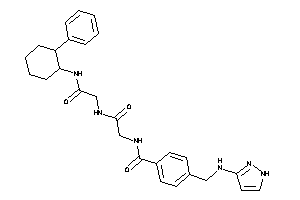 Image of N-[2-keto-2-[[2-keto-2-[(2-phenylcyclohexyl)amino]ethyl]amino]ethyl]-4-[(1H-pyrazol-3-ylamino)methyl]benzamide