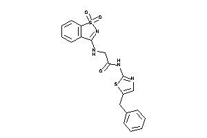 Image of N-(5-benzylthiazol-2-yl)-2-[(1,1-diketo-1,2-benzothiazol-3-yl)amino]acetamide