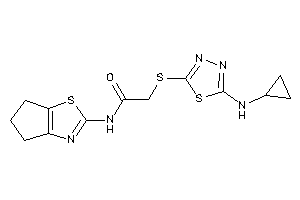 Image of 2-[[5-(cyclopropylamino)-1,3,4-thiadiazol-2-yl]thio]-N-(5,6-dihydro-4H-cyclopenta[d]thiazol-2-yl)acetamide