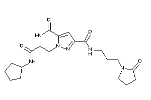 Image of N'-cyclopentyl-4-keto-N-[3-(2-ketopyrrolidino)propyl]-6,7-dihydro-5H-pyrazolo[1,5-a]pyrazine-2,6-dicarboxamide