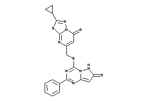 2-cyclopropyl-7-[[(7-keto-2-phenyl-6H-pyrazolo[1,5-a][1,3,5]triazin-4-yl)thio]methyl]-[1,3,4]thiadiazolo[3,2-a]pyrimidin-5-one
