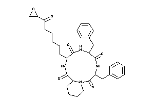 Image of 3,6-dibenzyl-9-[6-keto-6-(oxiran-2-yl)hexyl]-1,4,7,10-tetrazabicyclo[10.4.0]hexadecane-2,5,8,11-diquinone