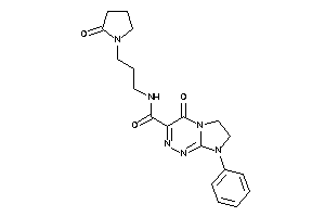 Image of 4-keto-N-[3-(2-ketopyrrolidino)propyl]-8-phenyl-6,7-dihydroimidazo[2,1-c][1,2,4]triazine-3-carboxamide