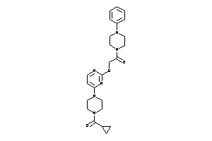 Image of 2-[[4-[4-(cyclopropanecarbonyl)piperazino]pyrimidin-2-yl]thio]-1-(4-phenylpiperazino)ethanone