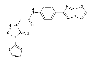 Image of N-(4-imidazo[2,1-b]thiazol-6-ylphenyl)-2-[5-keto-4-(2-thienyl)tetrazol-1-yl]acetamide