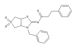 N-(3-benzyl-5,5-diketo-3a,4,6,6a-tetrahydrothieno[3,4-d]thiazol-2-ylidene)-3-phenyl-propionamide
