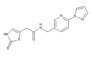 Image of N-[(6-pyrazol-1-yl-3-pyridyl)methyl]-2-(2-thioxo-4-thiazolin-5-yl)acetamide