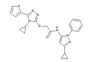 Image of N-(5-cyclopropyl-2-phenyl-pyrazol-3-yl)-2-[[4-cyclopropyl-5-(2-thienyl)-1,2,4-triazol-3-yl]thio]acetamide