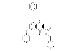 N-benzyl-4-keto-6-(morpholinomethyl)-8-[2-(2-pyridyl)ethynyl]-1H-quinoline-3-carboxamide