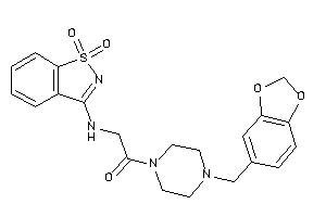 2-[(1,1-diketo-1,2-benzothiazol-3-yl)amino]-1-(4-piperonylpiperazino)ethanone