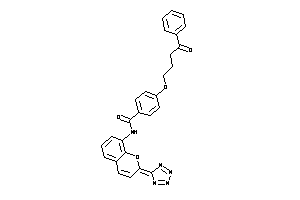 Image of 4-(4-keto-4-phenyl-butoxy)-N-[2-(tetrazol-5-ylidene)chromen-8-yl]benzamide