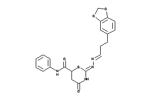 2-[3-(1,3-benzodioxol-5-yl)propylidenehydrazono]-4-keto-N-phenyl-1,3-thiazinane-6-carboxamide