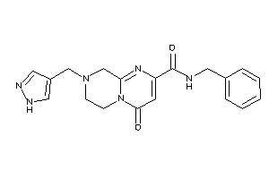 Image of N-benzyl-4-keto-8-(1H-pyrazol-4-ylmethyl)-7,9-dihydro-6H-pyrimido[1,2-a]pyrazine-2-carboxamide