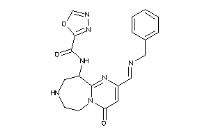 Image of N-[2-(benzyliminomethyl)-4-keto-7,8,9,10-tetrahydro-6H-pyrimido[2,1-g][1,4]diazepin-10-yl]-1,3,4-oxadiazole-2-carboxamide