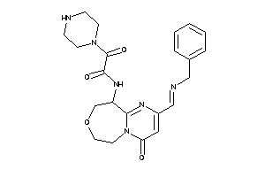 Image of N-[2-(benzyliminomethyl)-4-keto-6,7,9,10-tetrahydropyrimido[1,2-d][1,4]oxazepin-10-yl]-2-keto-2-piperazino-acetamide