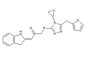 1-[[4-cyclopropyl-5-(2-thenyl)-1,2,4-triazol-3-yl]thio]-3-indolin-2-ylidene-acetone