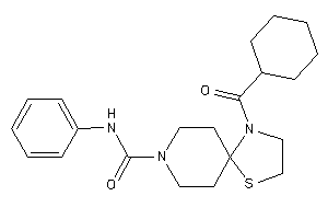Image of 1-(cyclohexanecarbonyl)-N-phenyl-4-thia-1,8-diazaspiro[4.5]decane-8-carboxamide