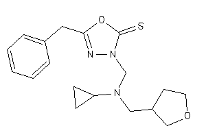 Image of 5-benzyl-3-[[cyclopropyl(tetrahydrofuran-3-ylmethyl)amino]methyl]-1,3,4-oxadiazole-2-thione