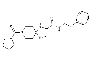 Image of 8-(cyclopentanecarbonyl)-N-phenethyl-1-thia-4,8-diazaspiro[4.5]decane-3-carboxamide