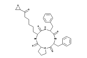 Image of 3,6-dibenzyl-9-[6-keto-6-(oxiran-2-yl)hexyl]-1,4,7,10-tetrazabicyclo[10.3.0]pentadecane-2,5,8,11-diquinone