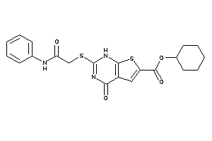 Image of 2-[(2-anilino-2-keto-ethyl)thio]-4-keto-1H-thieno[2,3-d]pyrimidine-6-carboxylic Acid Cyclohexyl Ester