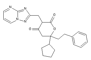 6-cyclopentyl-6-phenethyl-3-([1,2,4]triazolo[1,5-a]pyrimidin-2-ylmethyl)tetrahydropyran-2,4-quinone