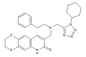 8-[[(1-cyclohexyltetrazol-5-yl)methyl-phenethyl-amino]methyl]-3,6-dihydro-2H-[1,4]dioxino[2,3-g]quinolin-7-one