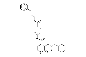 5-[[2-[2-(cyclohexoxy)-2-keto-ethyl]-3-keto-piperazine-1-carbothioyl]amino]-5-keto-valeric Acid 3-phenylpropyl Ester