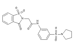 N-(3-pyrrolidinosulfonylphenyl)-2-(1,1,3-triketo-1,2-benzothiazol-2-yl)acetamide