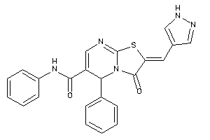 Image of 3-keto-N,5-diphenyl-2-(1H-pyrazol-4-ylmethylene)-5H-thiazolo[3,2-a]pyrimidine-6-carboxamide