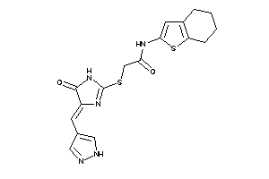 Image of 2-[[4-keto-5-(1H-pyrazol-4-ylmethylene)-2-imidazolin-2-yl]thio]-N-(4,5,6,7-tetrahydrobenzothiophen-2-yl)acetamide