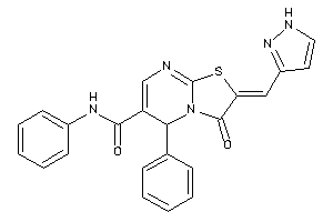 Image of 3-keto-N,5-diphenyl-2-(1H-pyrazol-3-ylmethylene)-5H-thiazolo[3,2-a]pyrimidine-6-carboxamide