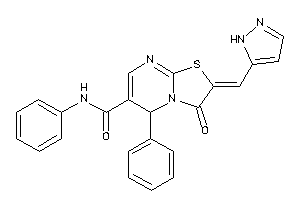 Image of 3-keto-N,5-diphenyl-2-(1H-pyrazol-5-ylmethylene)-5H-thiazolo[3,2-a]pyrimidine-6-carboxamide