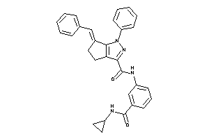 Image of 6-benzal-N-[3-(cyclopropylcarbamoyl)phenyl]-1-phenyl-4,5-dihydrocyclopenta[c]pyrazole-3-carboxamide
