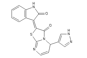 Image of 2-(2-ketoindolin-3-ylidene)-5-(1H-pyrazol-4-yl)-5H-thiazolo[3,2-a]pyrimidin-3-one