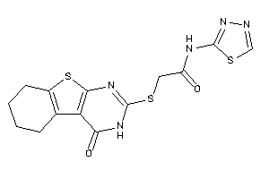 Image of 2-[(4-keto-5,6,7,8-tetrahydro-3H-benzothiopheno[2,3-d]pyrimidin-2-yl)thio]-N-(1,3,4-thiadiazol-2-yl)acetamide