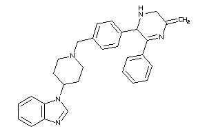 Image of 1-[1-[4-(5-methylene-3-phenyl-2,6-dihydro-1H-pyrazin-2-yl)benzyl]-4-piperidyl]benzimidazole