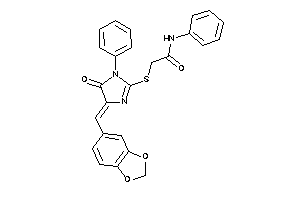 2-[(5-keto-1-phenyl-4-piperonylidene-2-imidazolin-2-yl)thio]-N-phenyl-acetamide