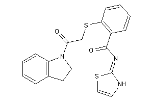 2-[(2-indolin-1-yl-2-keto-ethyl)thio]-N-(4-thiazolin-2-ylidene)benzamide