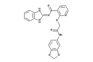 Image of 2-[[2-(1,3-benzodioxol-5-ylamino)-2-keto-ethyl]thio]-N-(1,3-dihydrobenzimidazol-2-ylidene)nicotinamide