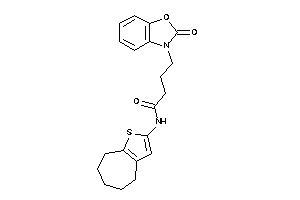 4-(2-keto-1,3-benzoxazol-3-yl)-N-(5,6,7,8-tetrahydro-4H-cyclohepta[b]thiophen-2-yl)butyramide