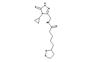 Image of N-[(4-cyclopropyl-5-thioxo-1H-1,2,4-triazol-3-yl)methyl]-5-(dithiolan-3-yl)valeramide