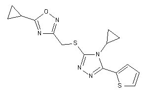 Image of 5-cyclopropyl-3-[[[4-cyclopropyl-5-(2-thienyl)-1,2,4-triazol-3-yl]thio]methyl]-1,2,4-oxadiazole